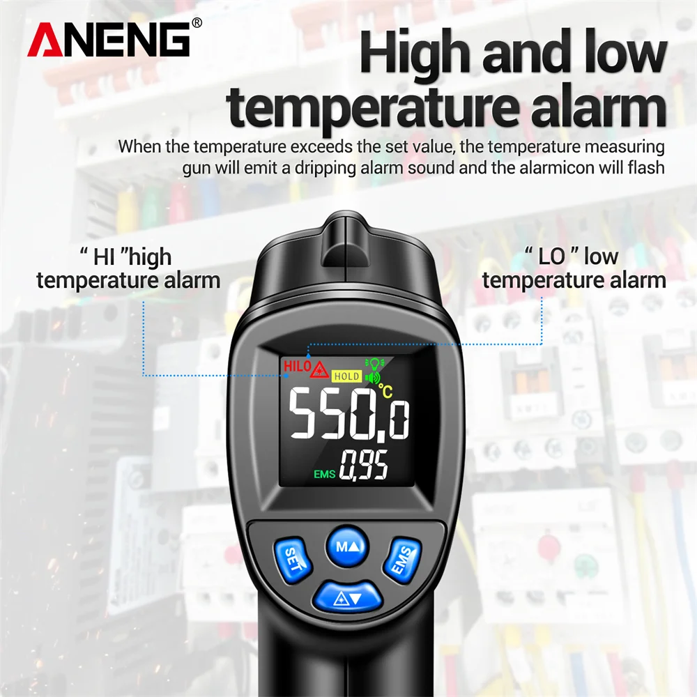 ANENG -50~550℃ Infrared Thermo - Industrial Laser Temperature Gun ulasan dan harga