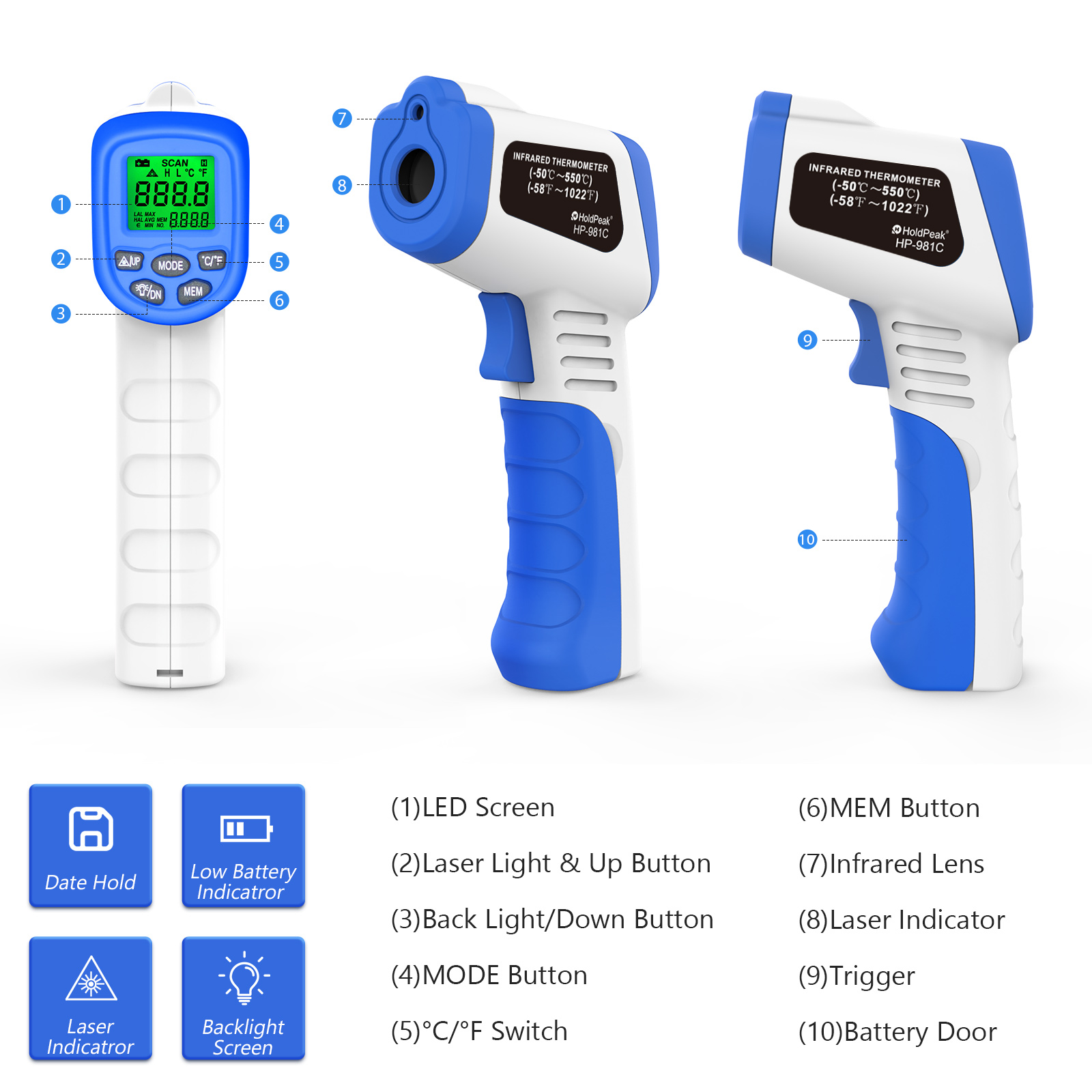 Infrared Thermometer -50℃~550℃ - Industrial Laser Temperature Gun ulasan dan harga