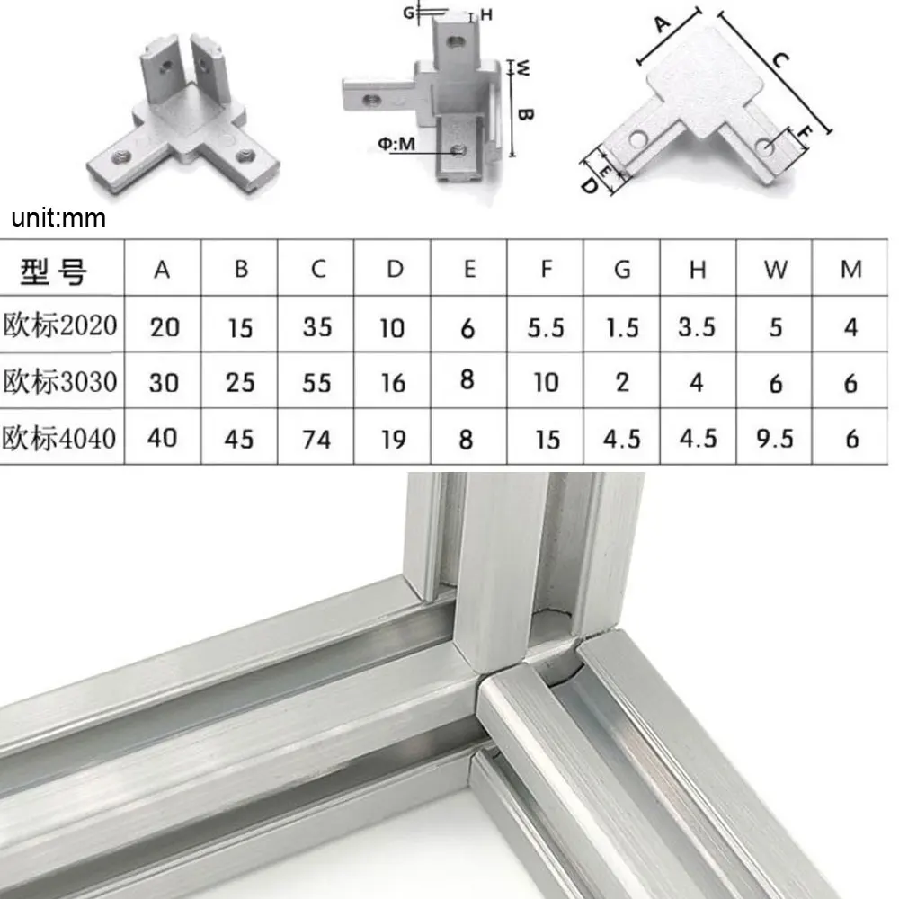 10 Pcs 3 Way Corner Bracket Co - Aluminum T-Slot Profile ulasan dan harga