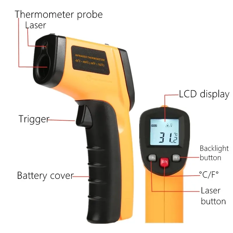 Portable Infrared Thermometer  - Industrial Laser Temperature Gun ulasan dan harga